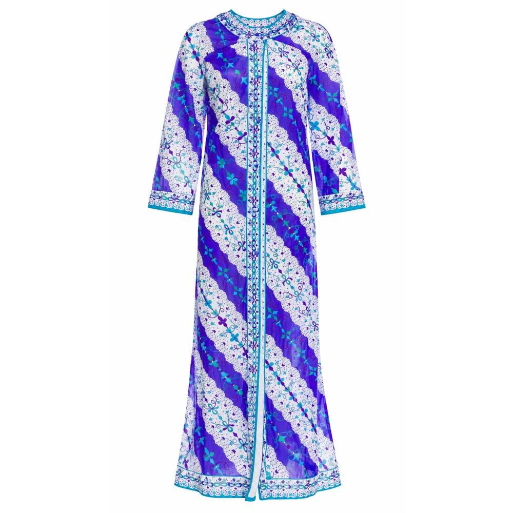 Emilio Pucci for Formfit Rogers Vintage 1970s Floral Patterned Button Up Caftan